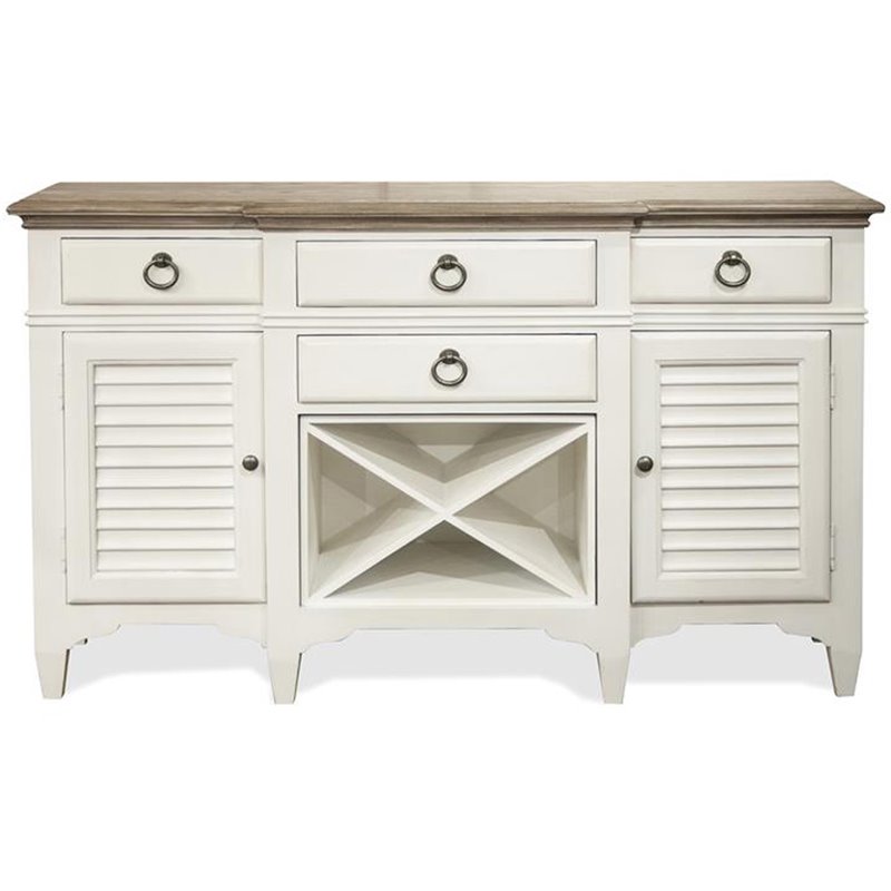 Pemberly Row Wood Wine Rack Buffet in Natural and Paper White