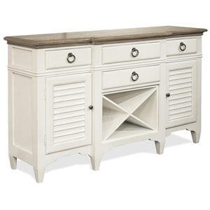 Pemberly Row Wood Wine Rack Buffet in Natural and Paper White