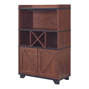 Pemberly Row Farmhouse Wood 4-Bottle Wine Rack in Vintage Walnut