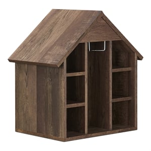Pemberly Row Rustic Wood 6-Bottle Wine Rack in Reclaimed Oak