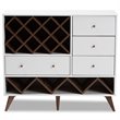 Pemberly Row Mid-Century Wood Wine Cabinet in White and Walnut