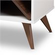 Pemberly Row Mid-Century Wood Wine Cabinet in White and Walnut