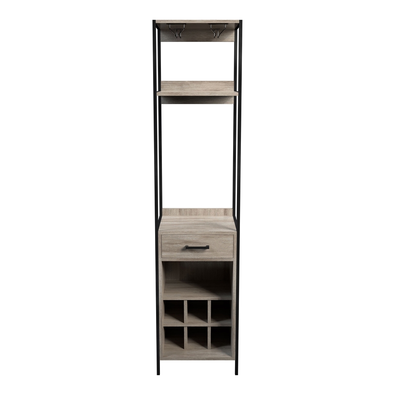 Pemberly Row Contemporary Wood Multi Storage Wine Rack in Gray