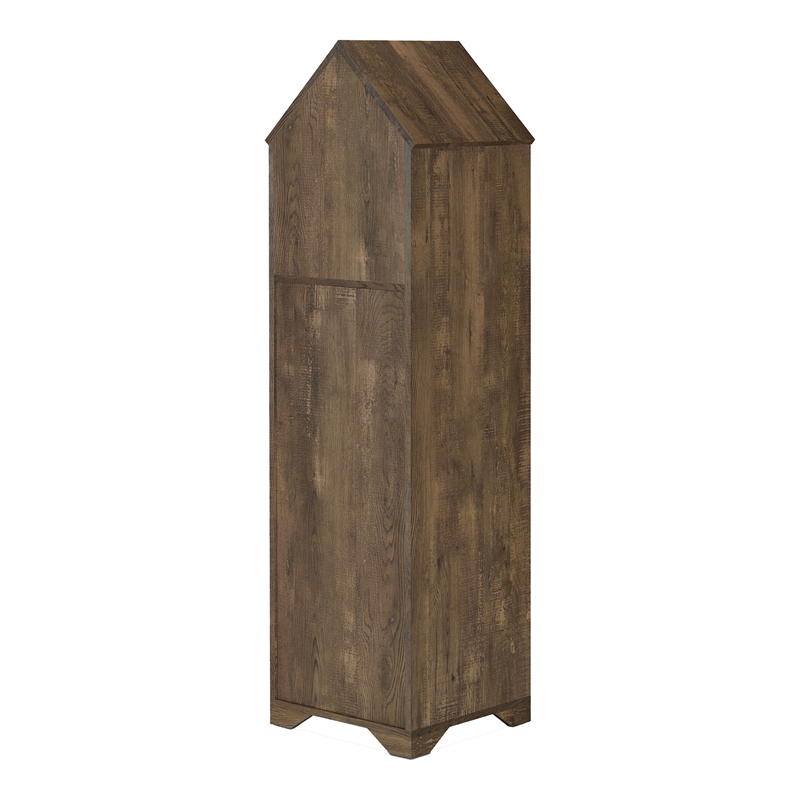 Pemberly Row Rustic Wood 5-Bottle Wine Rack in Reclaimed Oak