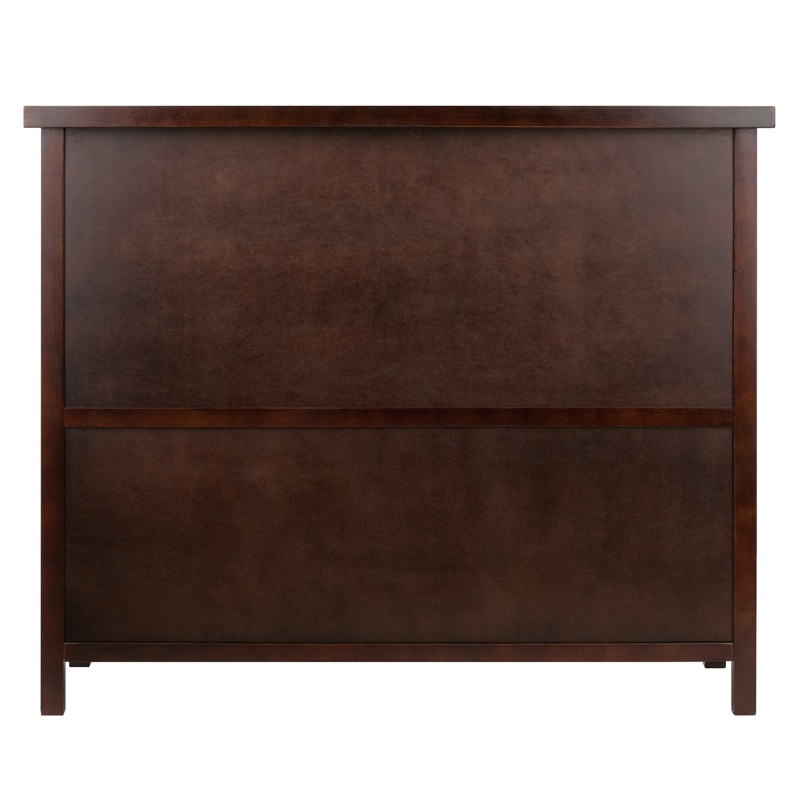 Pemberly Row 2 Door Transitional Solid Wood Wine Rack Buffet Table in Cappuccino