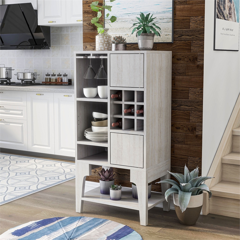 Pemberly Row Contemporary Wood Wine Rack in White Oak Finish