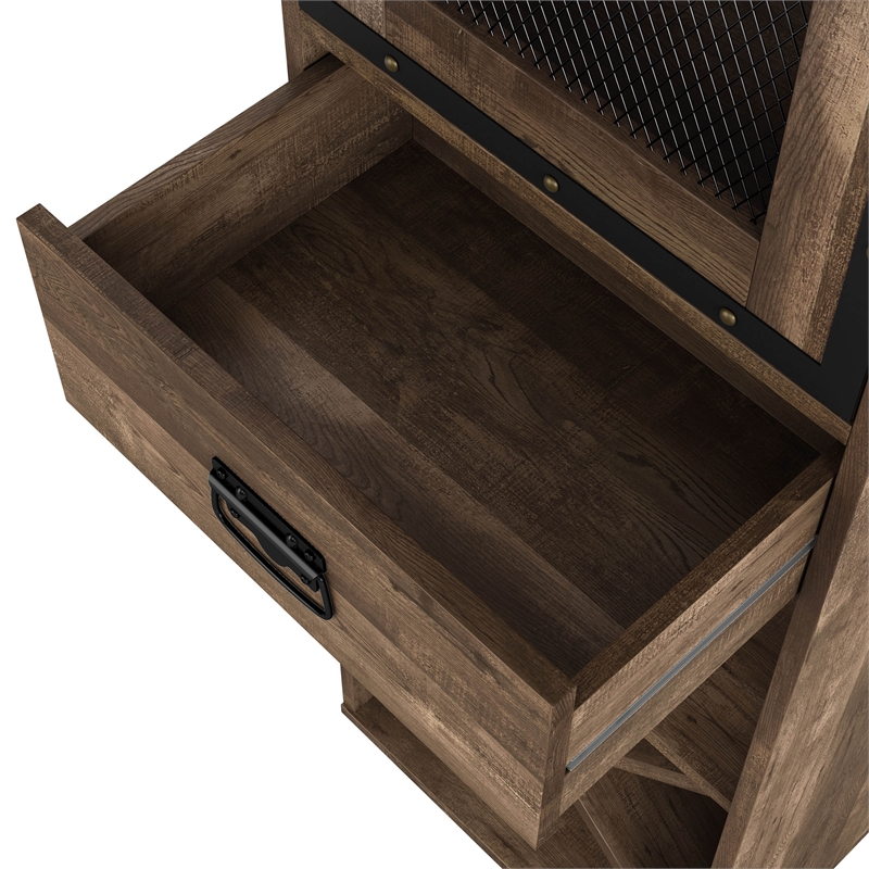 Pemberly Row Modern Farmhouse Wood Tower Cabinet in Reclaimed Oak