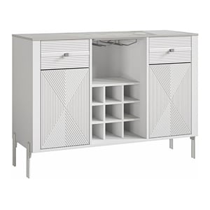 Pemberly Row Modern Engineered Wood 9-Bottle Capacity Wine Cabinet in White