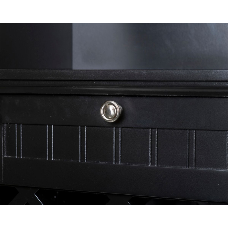 Pemberly Row Traditional Engineered Wood Wine Cabinet in Black