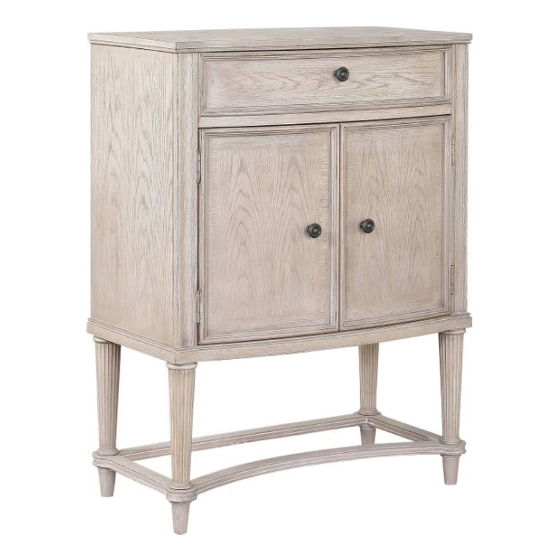 Pemberly Row Contemporary Wood Wine Cabinet in Antique Champagne