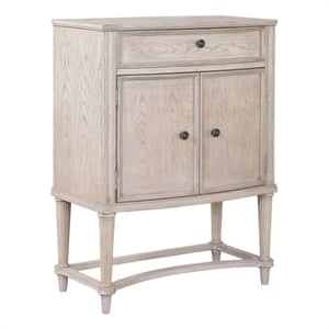 Pemberly Row Contemporary Wood Wine Cabinet in Antique Champagne