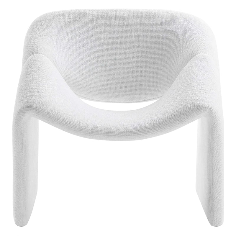 Pemberly Row Modern Metal Frame and Chenille Upholstered Accent Chair in Frost