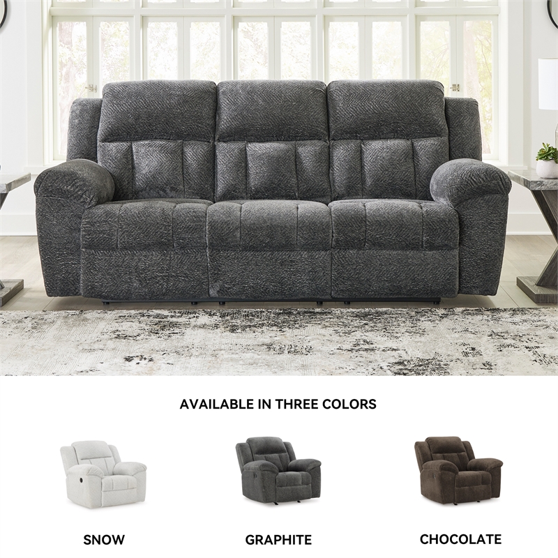 Pemberly Row Contemporary Polyester Gray Reclining Sofa - 42