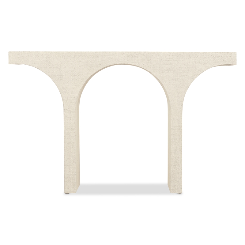 Pemberly Row Transitional Archer Console Table in Cream Wood