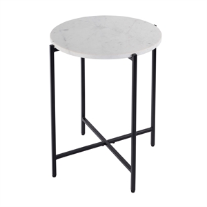 Pemberly Row Modern 19&quotW Round Marble Side Table - White - 24.75&quotHx19&quotWx19&quotD
