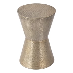 Pemberly Row Contemporary 12&quotW Round Aluminum End Table in Bronze