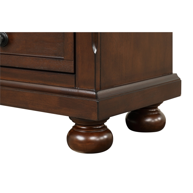 Pemberly Row Traditional Wood Vintage Cherry Nightstand in Rustic Cherry