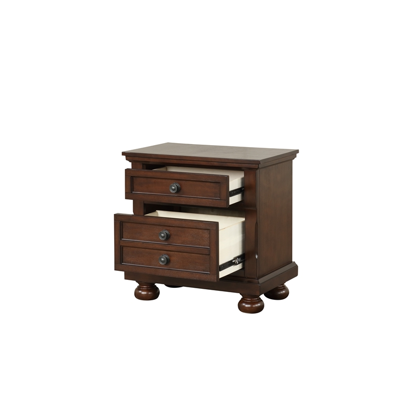 Pemberly Row Traditional Wood Vintage Cherry Nightstand in Rustic Cherry