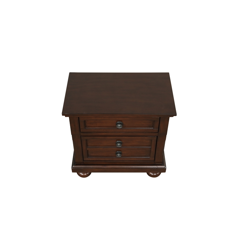 Pemberly Row Traditional Wood Vintage Cherry Nightstand in Rustic Cherry