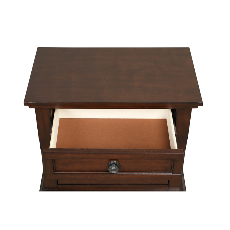 Pemberly Row Traditional Wood Vintage Cherry Nightstand in Rustic Cherry