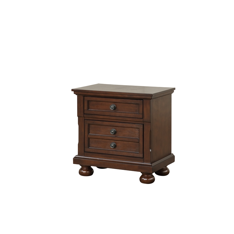 Pemberly Row Traditional Wood Vintage Cherry Nightstand in Rustic Cherry