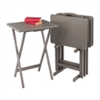 Pemberly Row Transitional Solid Wood 5Pc Snack Table Set Oyster Gray Finish