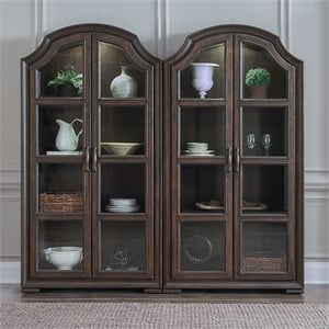 Pemberly Row Contemporary Wood 2-Piece Bunching Cabinet Set in Brown