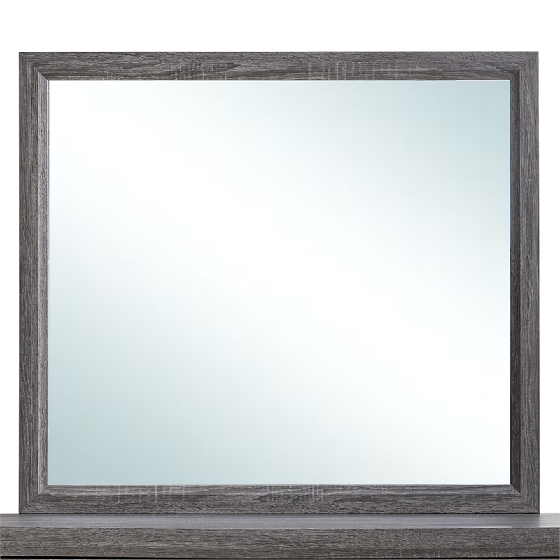 Pemberly Row Contemporary Wood Mirror in Gray - 35
