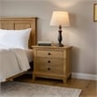 Pemberly Row Wood Nightstand with 3 Drawers-Farmhouse Natural Oak Brown