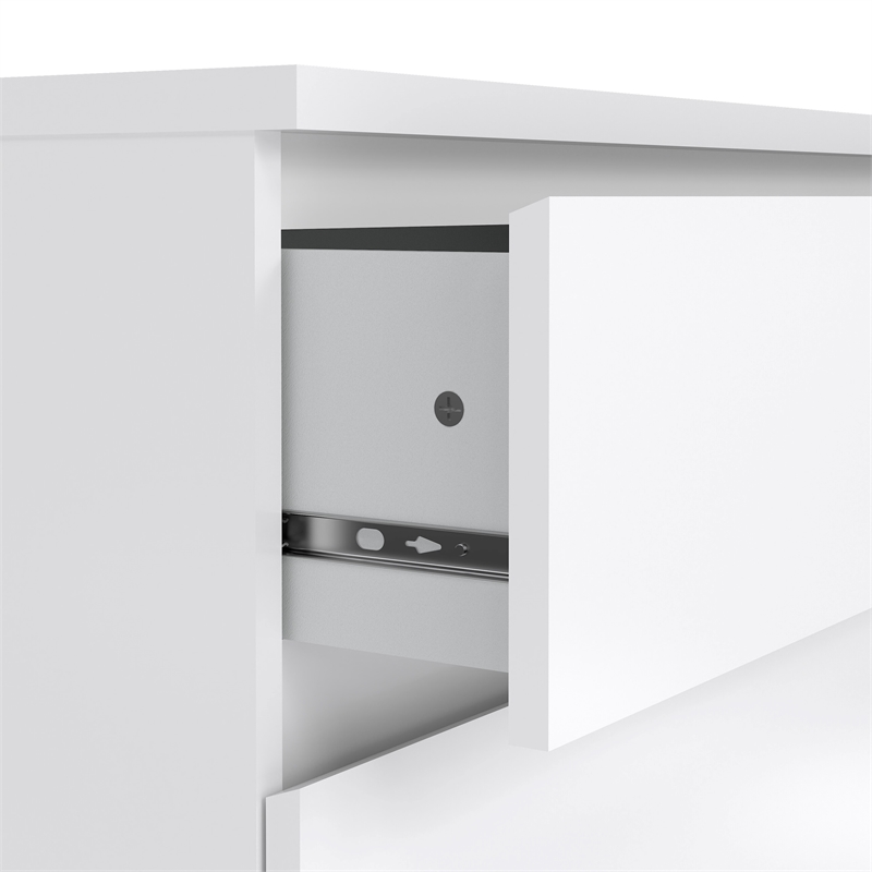 Pemberly Row Contemporary Engineered Wood White High Gloss 3 Drawer Chest