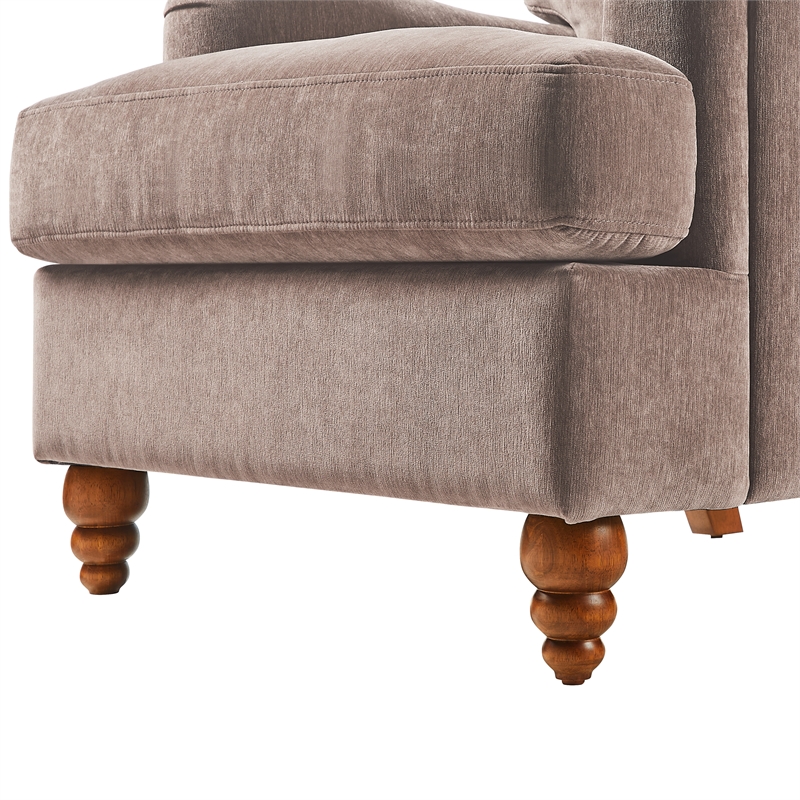 Pemberly Row Traditional Clarendon Arm Chair in Heathered Cocoa Polyester