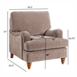 Pemberly Row Traditional Clarendon Arm Chair in Heathered Cocoa Polyester
