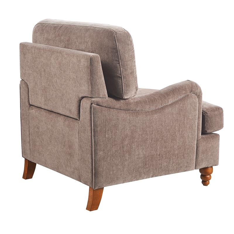 Pemberly Row Traditional Clarendon Arm Chair in Heathered Cocoa Polyester