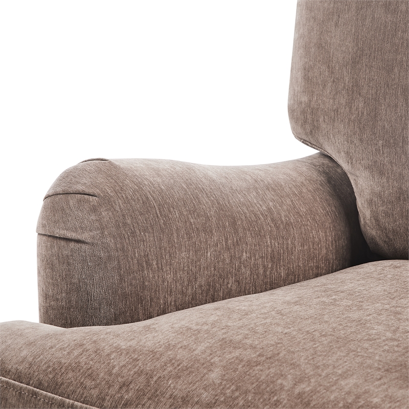 Pemberly Row Traditional Clarendon Arm Chair in Heathered Cocoa Polyester