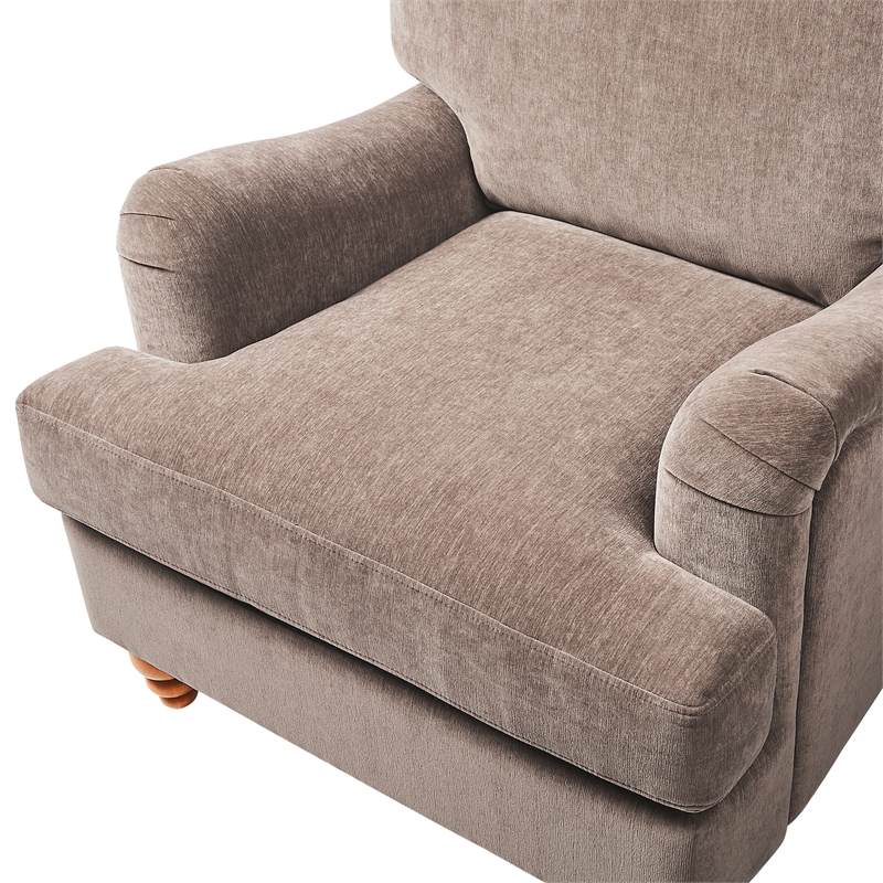 Pemberly Row Traditional Clarendon Arm Chair in Heathered Cocoa Polyester
