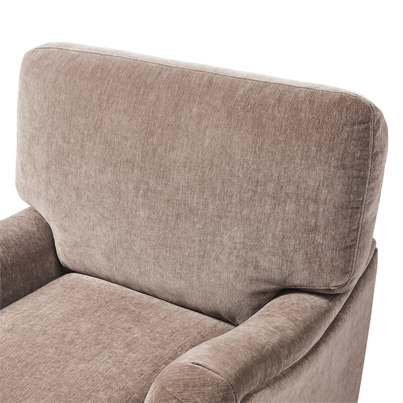 Pemberly Row Traditional Clarendon Arm Chair in Heathered Cocoa Polyester