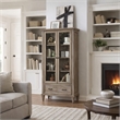 Pemberly Row Dovetail Grey Door Bookcase with Glass Paneled Doors