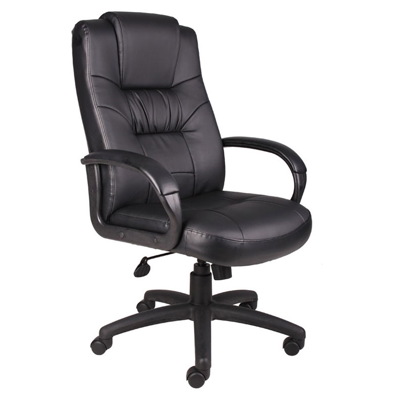 Pemberly Row Contemporary Executive High Back LeatherPlus Chair in Black