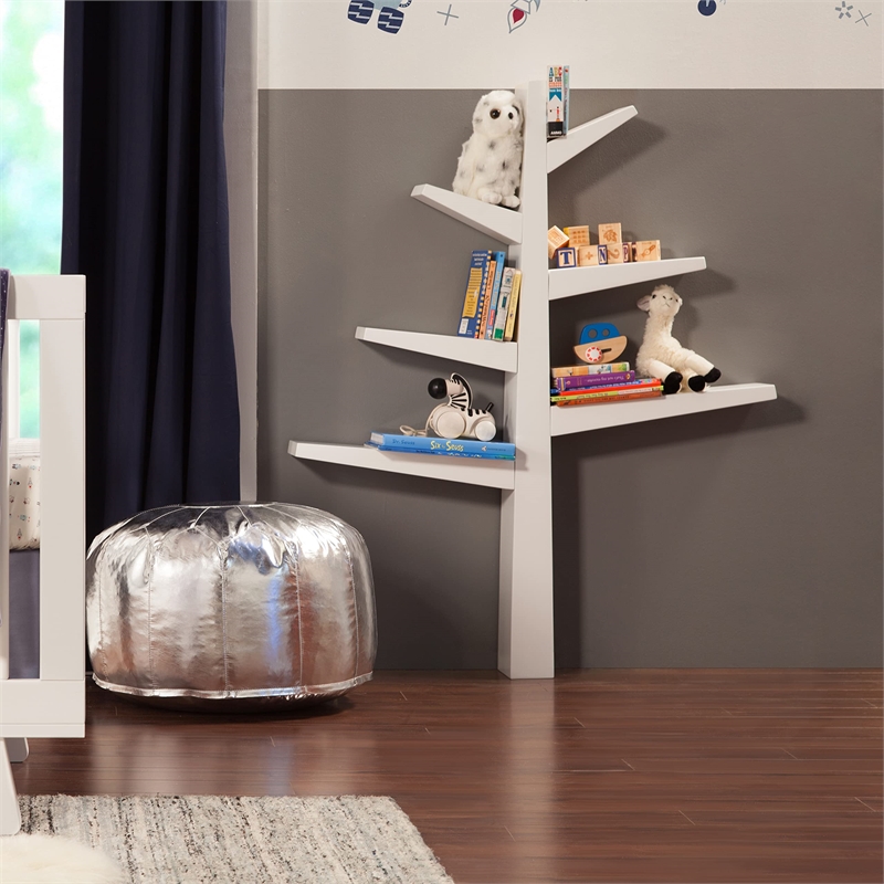 Pemberly Row Modern Wood Tree Bookcase in White - 51.17