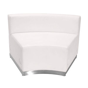 Pemberly Row Contemporary Leather Concave Armless Chair in Melrose White