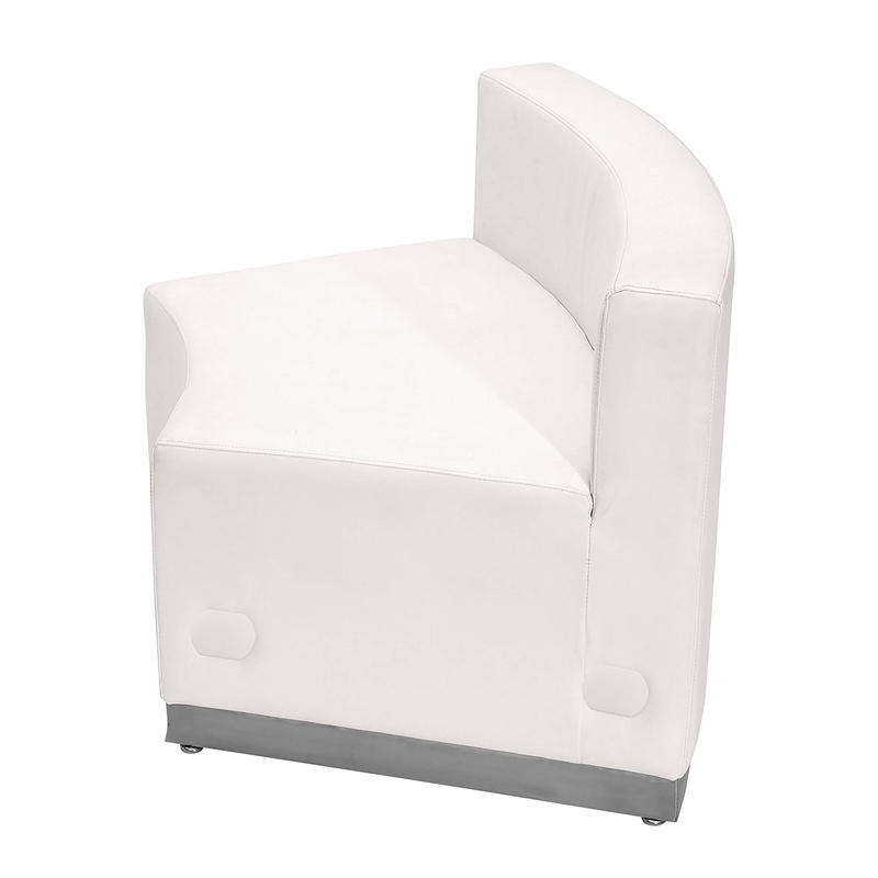 Pemberly Row Contemporary Leather Concave Armless Chair in Melrose White