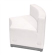 Pemberly Row Contemporary Leather Concave Armless Chair in Melrose White
