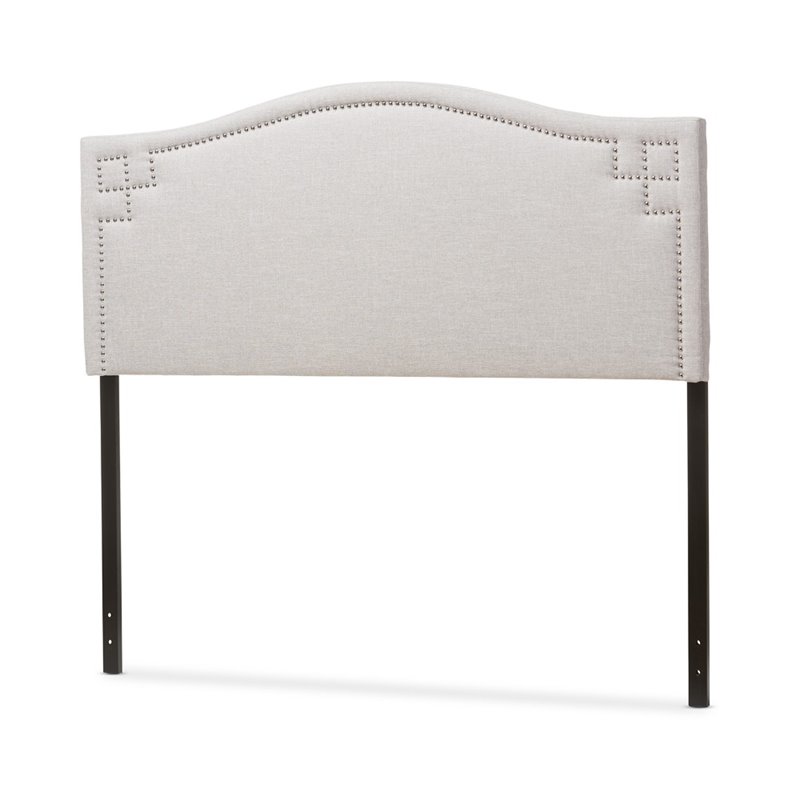 Pemberly Row Contemporary Upholstered Queen Headboard in Grayish Beige