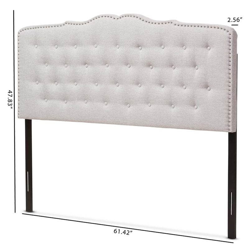 Pemberly Row Contemporary Fabric Tufted Queen Headboard in Grayish Beige