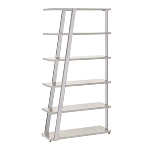 Pemberly Row Modern Wood 5-Shelf Bookshelf in White Ash Finish