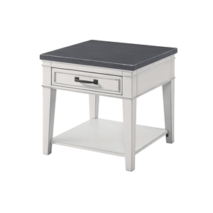 Pemberly Row Coastal Wood End Table Antique White and Gray - 24&quotHx24&quotWx24&quotD