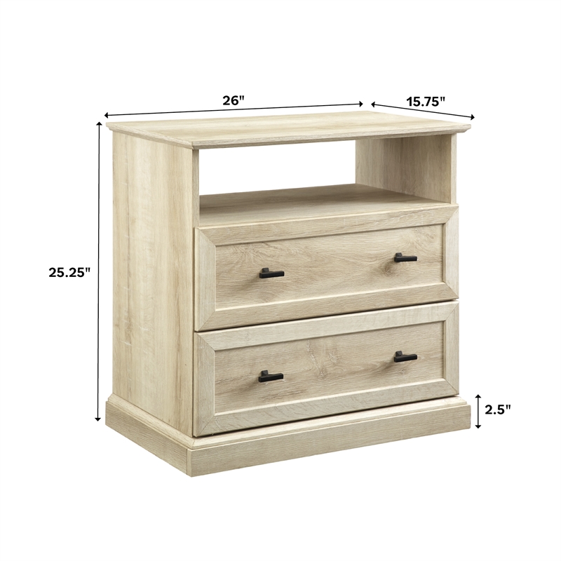 Pemberly Row Engineered Wood 2-Drawer Bedroom Nightstand in White Oak