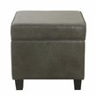 Pemberly Row Square Transitional Faux Leather Ottoman with Lift Off Top in Gray