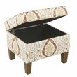 Pemberly Row Square Fabric Storage Ottoman in Burnt Orange and Cream