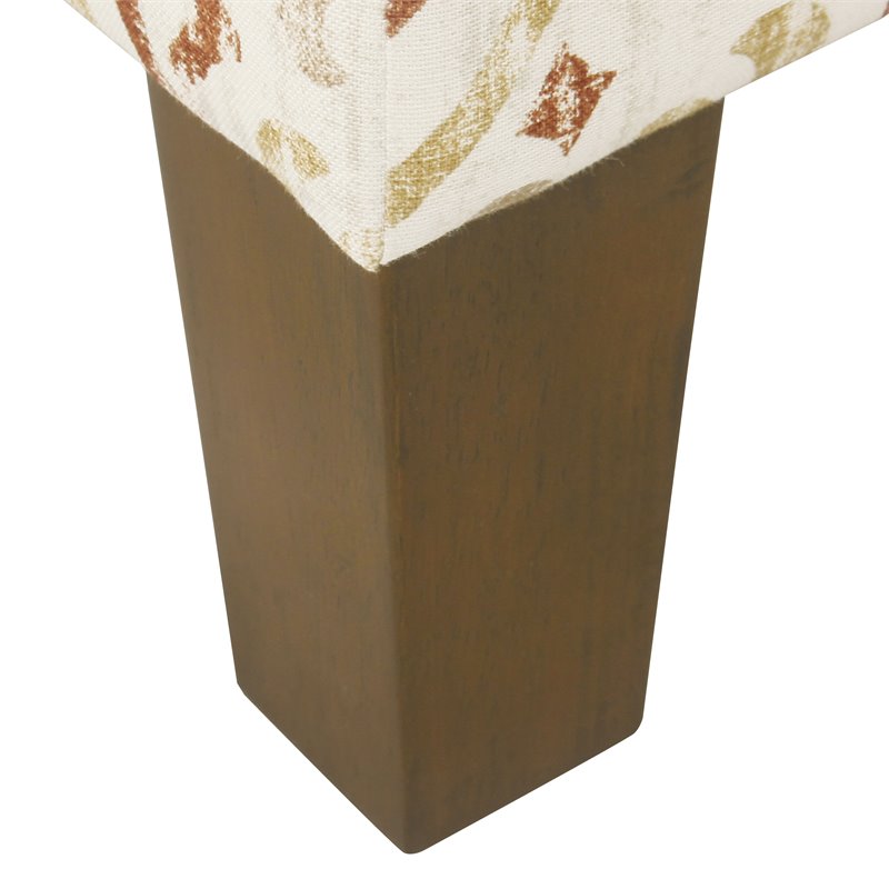 Pemberly Row Square Fabric Storage Ottoman in Burnt Orange and Cream